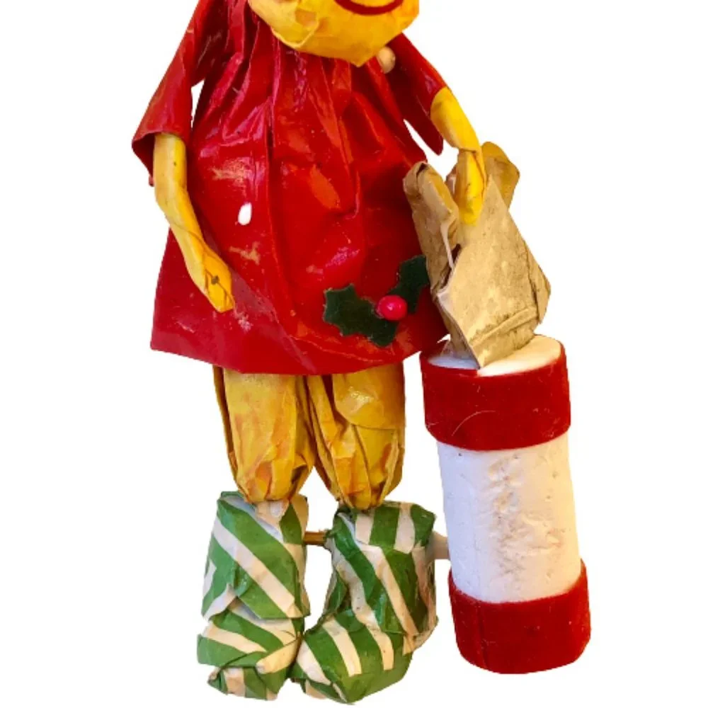 Vintage Christmas Ornament Paper Mache Moose in Dress Shopping Bag 5
